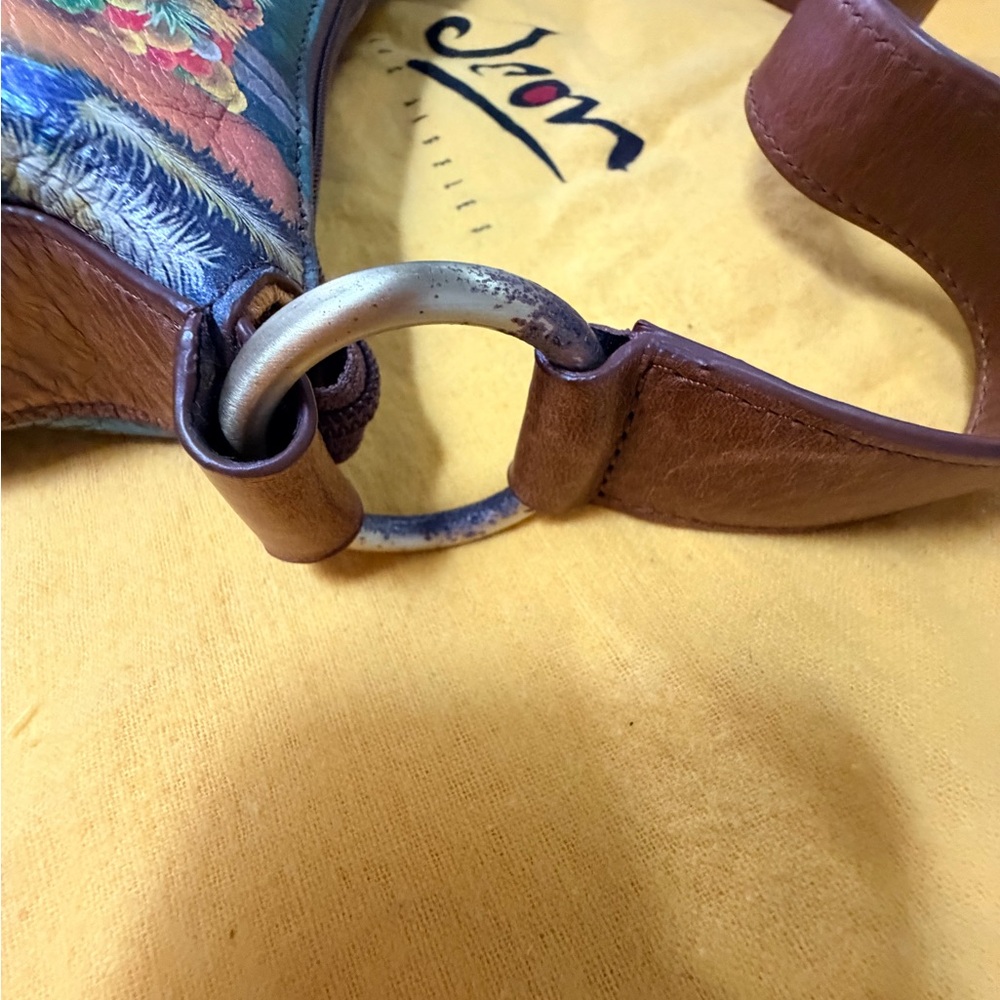 Icon Hand-Painted Hobo Shoulder Bag - Brown Leather Strap - Picture 5 of 9